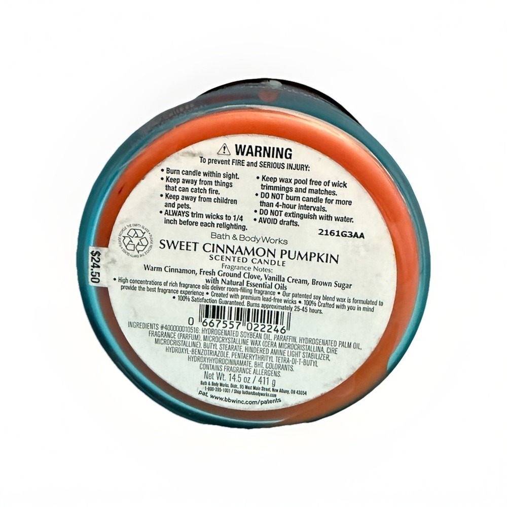 Bath & Body Works Sweet Cinnamon Pumpkin 3-Wick Scented Candle - Picture 3 of 3